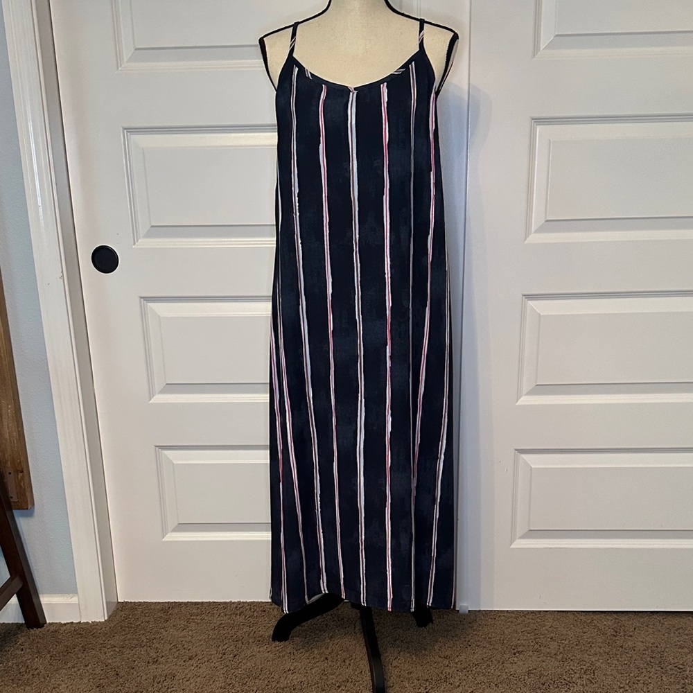 NIC+ZOE Navy and Pink Striped Maxi Dress
